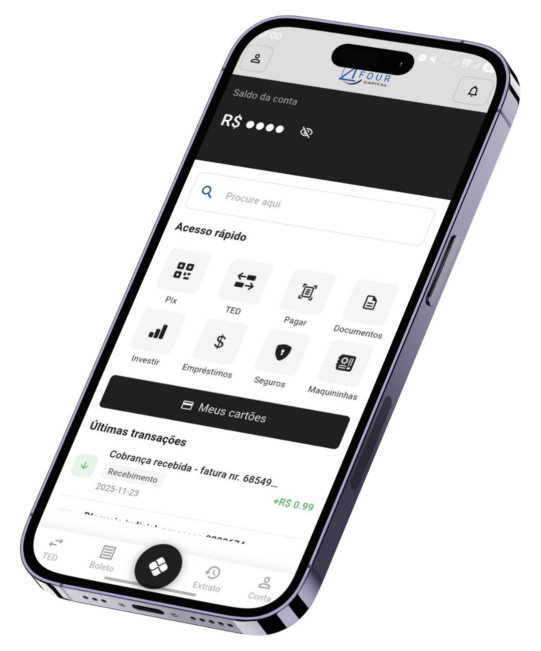 Dashboard financeiro Four Capital